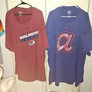 2 Men's Size 6XL Shirts Atlanta Braves and Colorado Avalanche (good condition